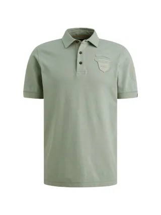 PME Legend - Kurzarm-Poloshirt mit feinem Piqué-Abzeichen grün - Gr. - XL
