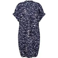 Taifun Midikleid – kurzärmeliges Midikleid mit geschlitztem Rundhalsausschnitt