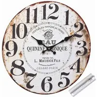TFA Dostmann Wanduhr TFA 60.3045 analoge Vintage Quarzuhr, 337 mm, Retro Motiv