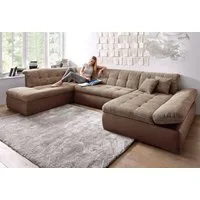 DOMO collection Wohnlandschaft MORIC 353x216x80 cm, mit viel Platz, U-Form, auch in Cord, im XXL-Format, wahlweise mit Bettfunktion und Armlehnenverstellung
