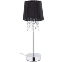 relaxdays Tischleuchte Kristall Tischlampe mit Organza-Schirm