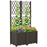 COSTWAY Blumenkasten (2 St), mit Rankgitter, Hochbeet für Kletterpflanzen, 80x40x140cm