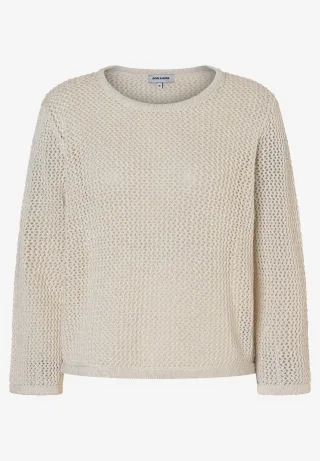 MORE & MORE - Ajour-Pullover mit Glanzeffekt sand - Gr. - 42