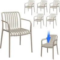 STEELSØN Gartenstuhl Pincoya wetterfest und UV-beständig (taupe, 6er Set), stapelbarer Balkonstuhl Kunststoff, verfügbar als 2er/4er/6er Set