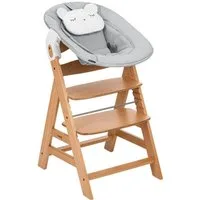 Hauck Hochstuhl Alpha Newborn Pre, Nature Grey, mit Newborn Aufsatz