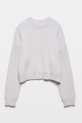 Damen Unifarbener Lockere Rundhals Pullover