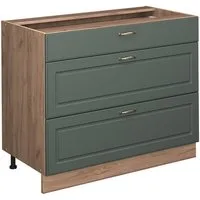 Vicco Unterschrank Fame-Line, Grün-Gold Landhaus/Goldkraft Eiche, 100 cm ohne Arbeits... (1-St)