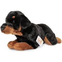 Uni-Toys Kuscheltier Rottweiler, liegend - 39 cm (Länge) - Plüsch-Hund - Plüschtier, zu 100 % recyceltes Füllmaterial