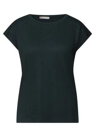 Street One - Shirt mit Dekotape pine grove green - Gr. - 38