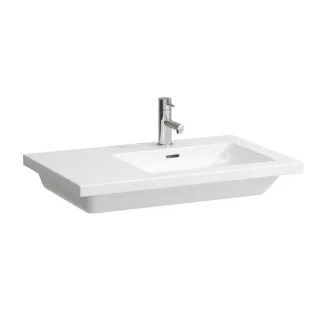 LAUFEN Living Square Waschtisch H8174390001041 75x48cm, 1 Hahnloch, mit Überlauf, Ablage links