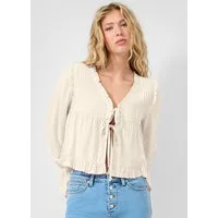 QS Langarmbluse Bluse Rüschenbluse