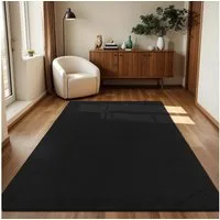 TaraCarpet Teppich Supersoft Kurzflorteppich Fiona Uni, rechteckig, Höhe: 14 mm, Wohnzimmer, Schlafzimmer, Esszimmer, Fiona schwarz 50x80