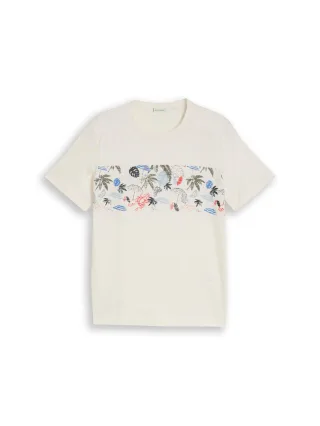 Tom Tailor - T-Shirt mit Print gardenia white - Gr. - XXL