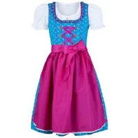 Nübler Dirndl Mädchen Dirndl im traditionellen Stil Kinder Trachten (Dirndl Set EMILIA, 3-tlg., Dirndl Kleid mit Bluse und Schürze) Kinder Tracht im bayerischen Stil - Trachtenmode Kinder