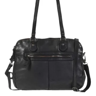 Bear Design Umhängetasche Damen Leder Lieke – 2 Fächer | Cow Lavatao schwarz