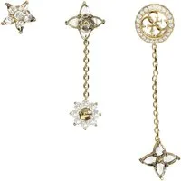 Guess Paar Ohrstecker JUBE06034JWYGT/U, Damen- 3er-Set 4G Crystals Flowers
