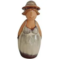 Kaufhaus le petit Dekofigur Gartenstecker Zaunhocker Frau Oma Keramik Deko Skulptur Figur Objekt, Garten Zaunsitzer Zaunfigur Dekoskulptur Dekoobjekt