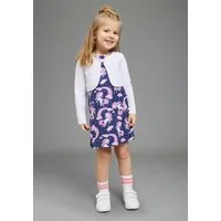 KIDSWORLD Bolero, Kleid & Leggings 2 tlg Set Kleid+Bolero Einhorn (Set, 2-tlg., 2) bedrucktes Design, aus Baumwollmischung, Single Jersey Material