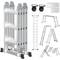 Clanmacy Vielzweckleiter 6 in 1 Multifunktionsleiter Gerüst 360cm Mehrzweckleiter Klappleiter