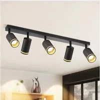 ZMH Deckenstrahler 5 Flammig Schwarz/Weiß GU10 Spots Deckenlampe für Schlafzimmer, Große Anwendungsbereichen, ohne Leuchtmittel, Flurlampe Einstellbar Innen Deckenspots Küche