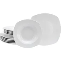 CreaTable Tafelservice Geschirr-Set Amelie (12-tlg), 6 Personen, Porzellan, Geschirr, Teller Set, weiß, 12 Teile, für 6 Personen