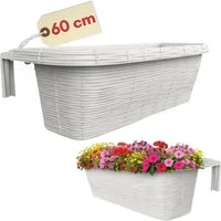 GarPet Balkonkasten Blumenkasten Balkon Balkonkasten mit Halterung Geländerkasten 60 cm