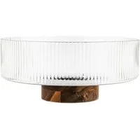Almina Schale Terra Bowl Grande Glasschale mit Akazienholz - 26 x 11,5 cm, Glas, Holz, (Packung, 1-tlg), Servier- & Dekoschale