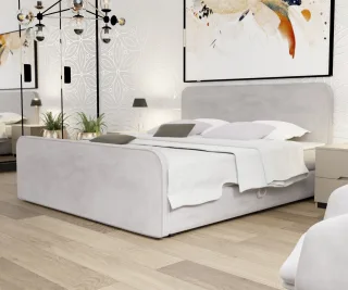 Boxspringbett Schlafzimmerbett MABEL 120x200cm Stoff Opera Velvet Hellgrau