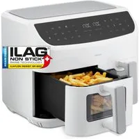 Medion® Heißluftfritteuse MD11760 P20 XXL, 2 separat gesteuerte Garkammern, Touch Display, 2400 W, Temperatur 50 - 200 °C, ILAG Beschichtung, Sync-Finish