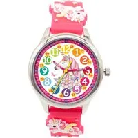 K&L Wall Art Quarzuhr Einhorn Prinzessin Kinderuhr Analog Lernuhr Silikon Armbanduhr, Kinderarmbanduhr pink Mädchenuhr