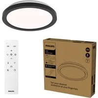 Philips LED Deckenleuchte All-In-One Leuchte, 24W, 2400 Lumen, 30cm rund, CCT - über Fernbedienung, Dimmer, Dimmfunktion, Farbsteuerung, Fernbedienung, Infrarot inkl., Memoryfunktion, dimmbar über Fernbedienung, mehrere Helligkeitsstufen, LED fest in