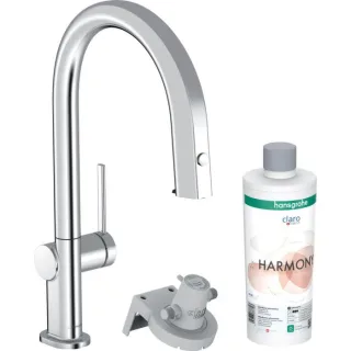 hansgrohe Aqittura M91 Küchenarmatur 76800000 mit Ausziehauslauf, 1jet, sBox, Starter Set, chrom
