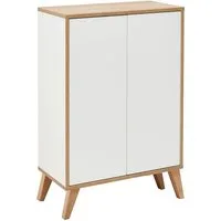 FACKELMANN Badmöbel-Set Finn Doppel Midischrank 60 cm mit Füßen, hell braun / weiß