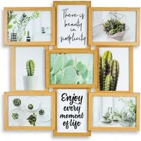 Levandeo® Bilderrahmen Collage, levandeo Bilderrahmen Collage 52x52cm 9 Fotos 13x18 Eiche MDF Holz