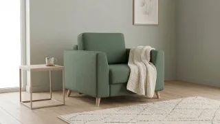BRUNO Schlafsessel 70cm in Grün | praktische Größe | stabiles Massivholz & Boxspringkomfort