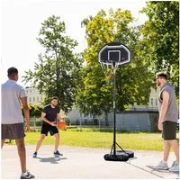 HOMCOM Basketballkorb Outdoor höhenverstellbarer Basketballständer für Jugendliche (Basketballanlage mit Ständer, 1-St., Basketballständer), für Jungendliche, Schwarz