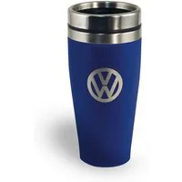 VW Collection by BRISA Coffee-to-go-Becher Volkswagen Isolierter-Edelstahl Thermobecher, Edelstahl, Stilvoller blauer Travel Mug mit VW Logo, 450ml