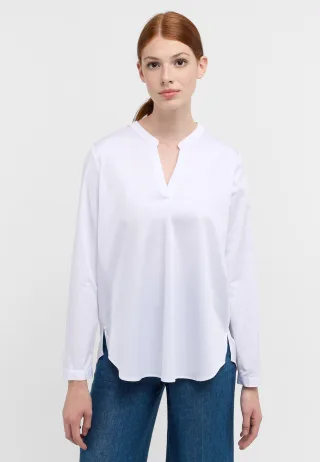 ETERNA - Satin Shirt Bluse Satingewebe Langarm weiß - Gr. - 48/Langarm