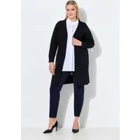 Ulla Popken Strickjacke Long-Strickjacke Pailletten V-Ausschnitt Langarm