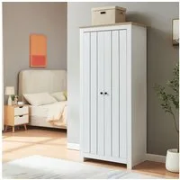 en.casa Kleiderschrank »Trorjam« mit 2 Türen und 1 Kleiderstange 175x80x52 cm Weiß/Eiche