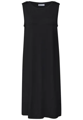 Street One - Knielanges Kleid mit Rundhals und Knopfdetail Black - Gr. - 36
