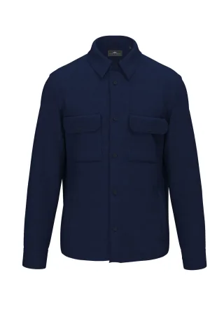FYNCH-HATTON - Herringbone Linen Overshirt navy - Gr. - M