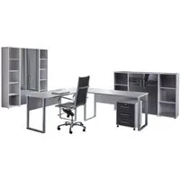 BMG Möbel Büromöbel-Set Office Edition 5, (Büro Set, 8 tlg), Türen abschließbar, Rollcontainer