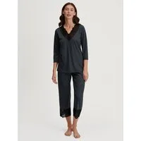 CALIDA Capri-Pyjama Deep Dreams (2 tlg) 7/8-Länge, gepunktet, Spitze, atmungsaktiv, weich
