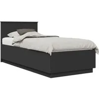 vidaXL Bettgestell Bettrahmen mit Kopfteil Schwarz 90 x 200 cm Holzwerkstoff (1-tlg)