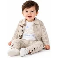 Lorey Medtec Shirt, Hose & Jäckchen Baby Jungen 3er Set, Jacke, Hose, Langarmshirt, 100% Baumwolle, Beige (Jacke + Hose + Langarmshirt)