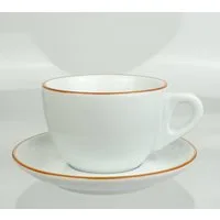 Ancap Cappuccinotasse dickwandig, karamellfarbiger Rand, Made in Italy, 2-tlg., Porzellan, 2-teilig