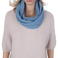 MIRROSI Loop Damen Schal aus Musellin, Made in Italy 70x20cm, Uni, Schlauchschal, (Zweimal um den Hals wickelbar, ca. 70x20cm), Damen Halstuch ideal für Frühling, Sommer oder Herbst