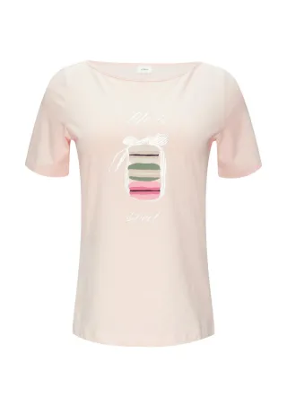 s.Oliver BLACK LABEL - T-Shirt mit Frontprint pink - Gr. - 36