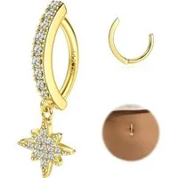 LuxusKollektion Bauchnabelpiercing Bauchnabelpiercing Gold Zirkonia Perle Chirurgenstahl 14G